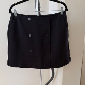 CAbi Diplomat Skirt - Black Double-Breasted Mini Skirt